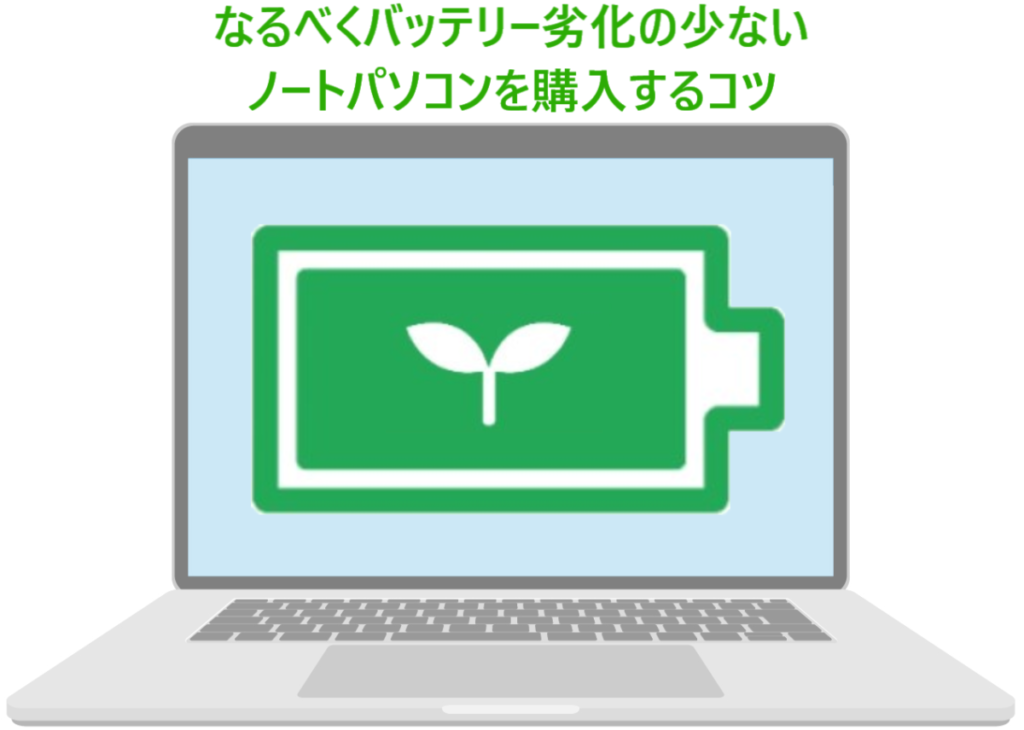 イラスト...なるべくバッテリー劣化の少ないノートパソコンを購入するコツ