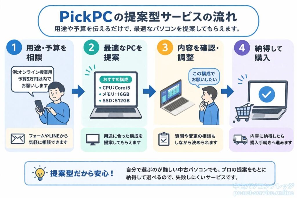 PickPCの提案型サービスの流れ