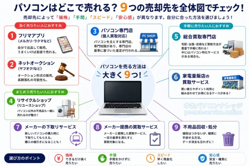 パソコン売却先の全体図