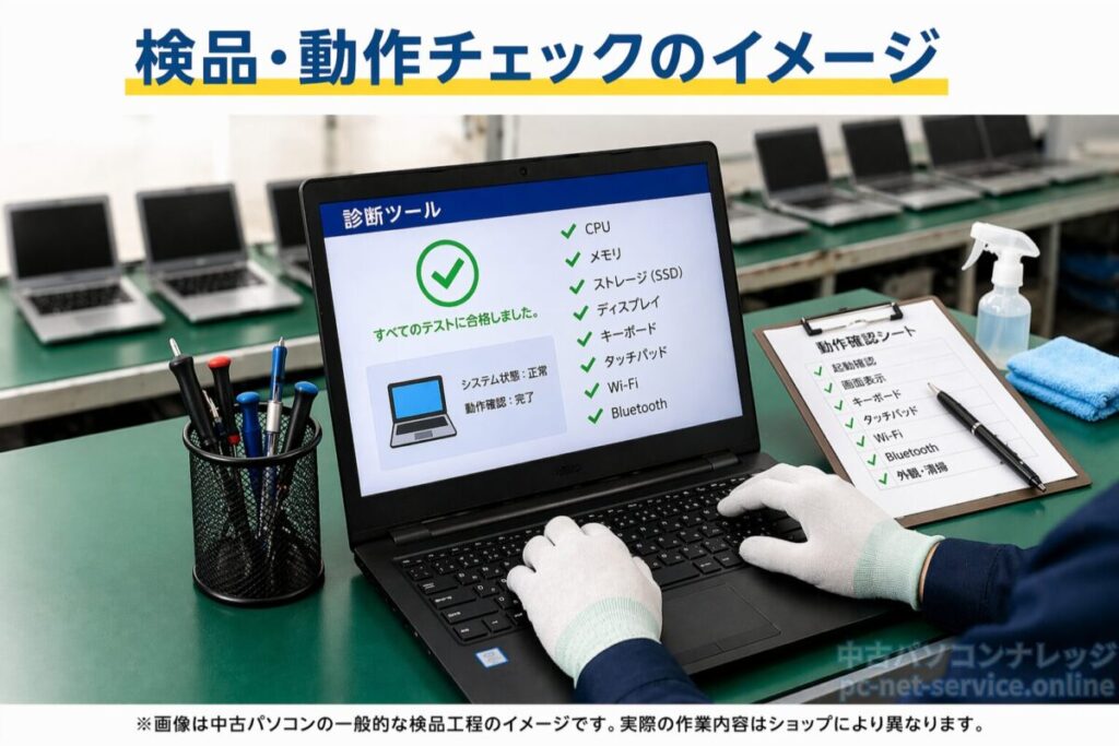 中古パソコン検品・動作チェックのイメージ